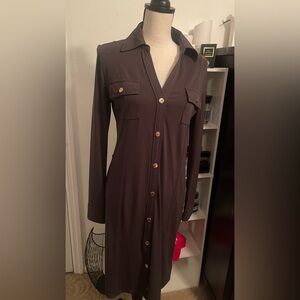 Michael Kors military green Button-Down Midi Dress